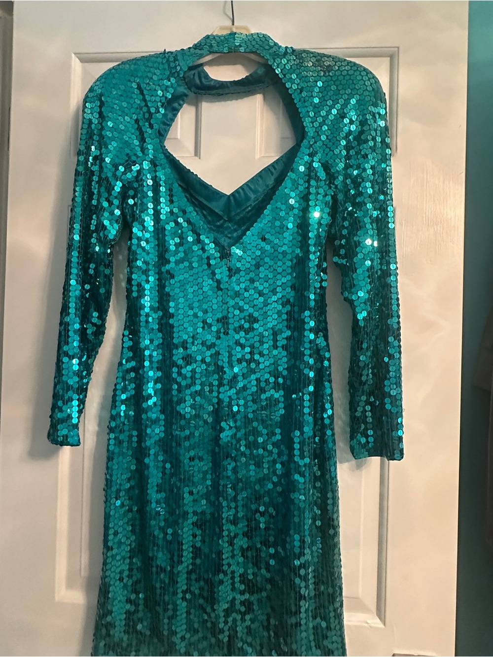 Casual Corner Green Sequin Long Sleeve Dress